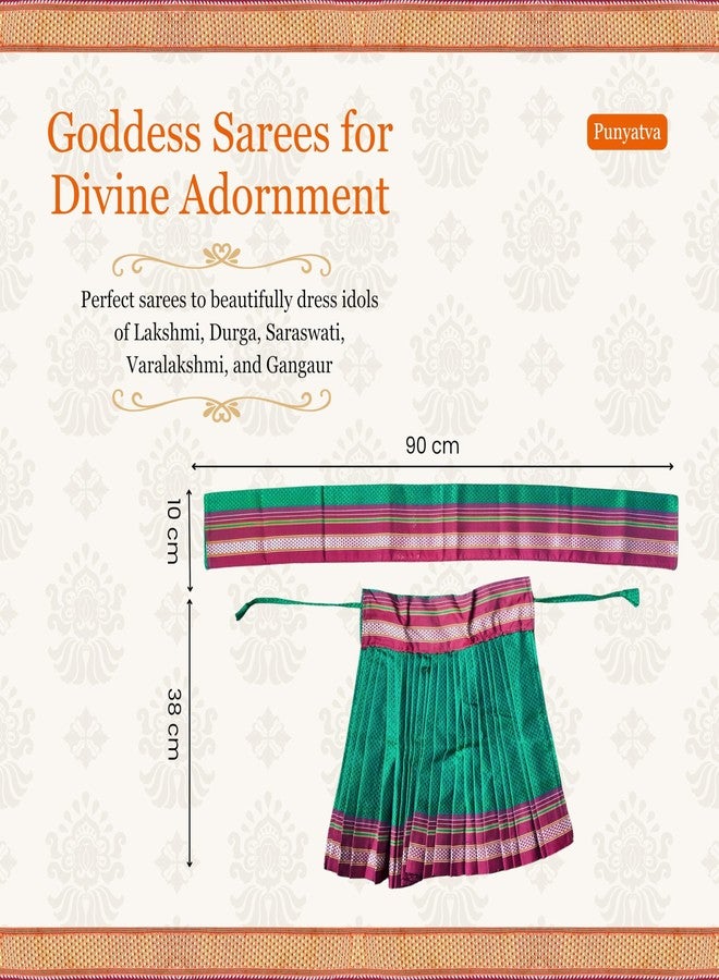 PUNYATVA Kalash khun Ghagra (أخضر، كبير) / Mata Rani Poshak لـ Varalakshmi، Ma Laxmi، Goddess Durga، Radha، Gangaur Saree/Chunri Patka Lehenga Dress/Navaratri Margashirsha Devi Pooja Accessories - Image 5